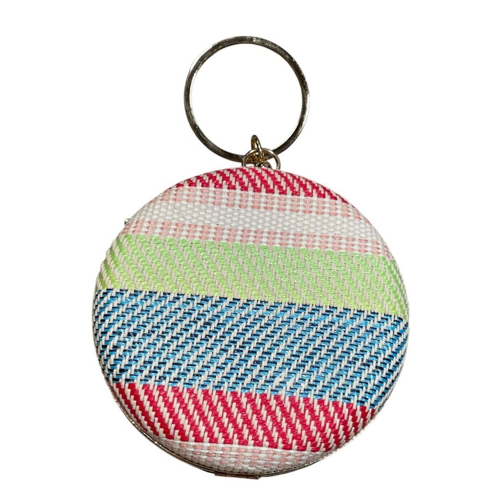 Alesssia Round 9" Textured Hardshell Multicolor Tote Clutch Handbag